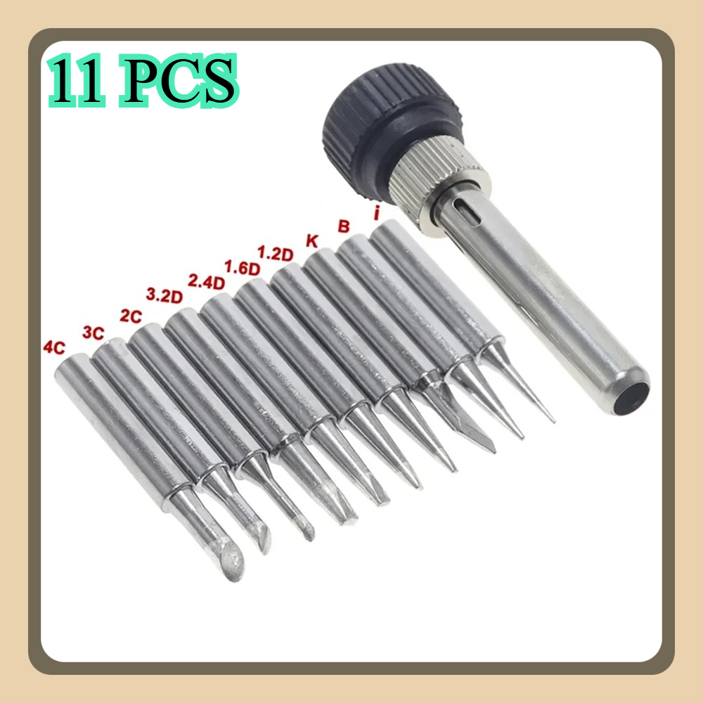 Electronics Repair Kit With Soldering Iron - ชุดหัวแร้งบัดกรีแบบไม่มีสารตะกั่ว 11 ชิ้น 900M พร้อมปลอกแกนแบบเปลี่ยนได้ ใช้งานร่วมกับสถานีบัดกรี