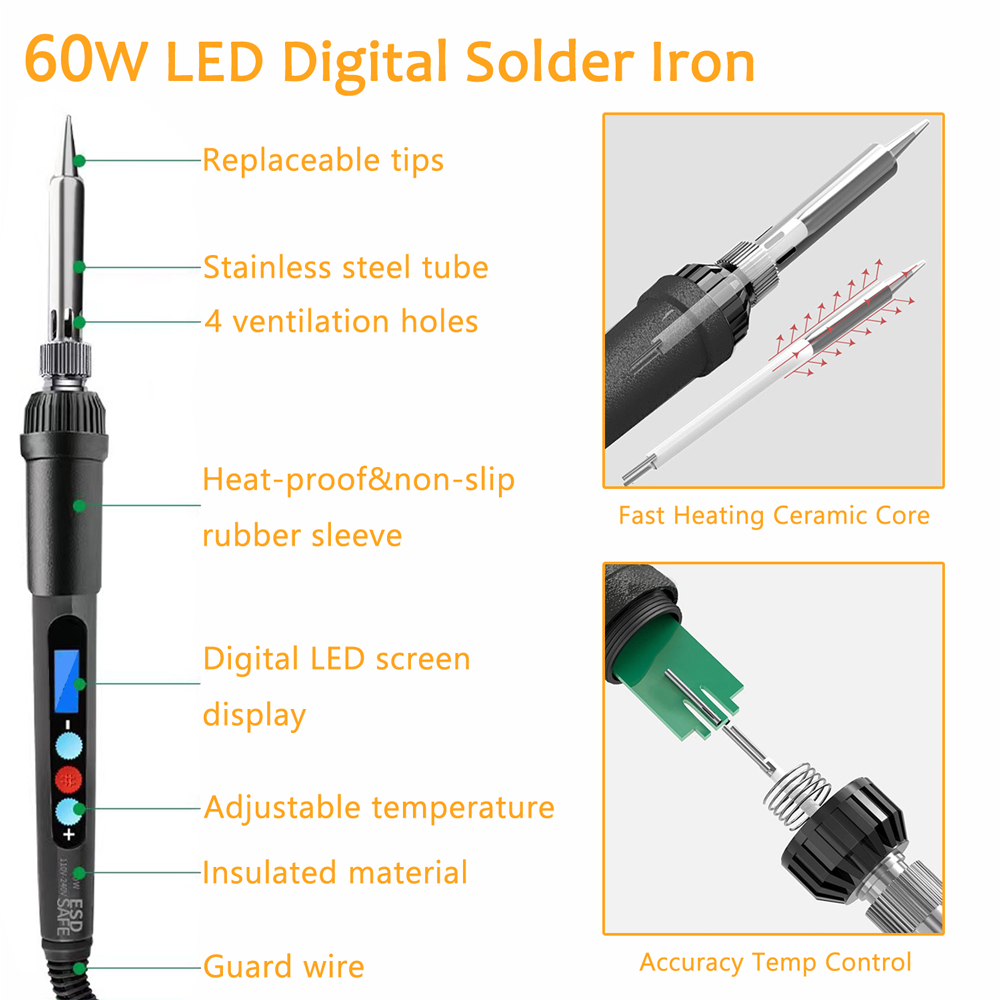 ความร้อนแทรกอ่อนนุชเหล็กเคล็ดล - Electronics Repair Kit With Soldering Iron บทวิจารณ์และราคา