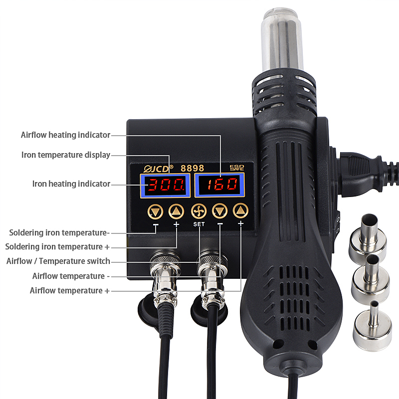 2 in 1 750W HOT AIR GUN จอแสดง - Hot Air Station 858 บทวิจารณ์และราคา